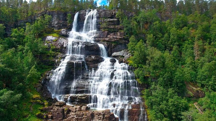Bergen: Guided Fjord & Glacier Tour to Fjærland - Tvindefossen closes the day