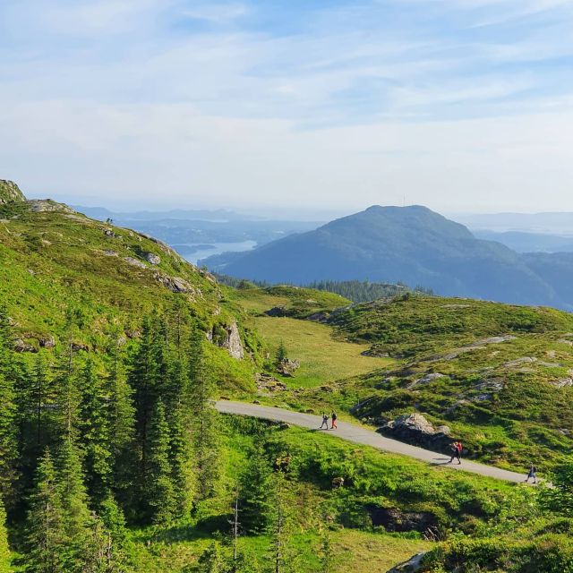 Bergen: Mountain hike on top of Bergen - Public tour - Meeting at Strandkaien and riding the Fløibanen