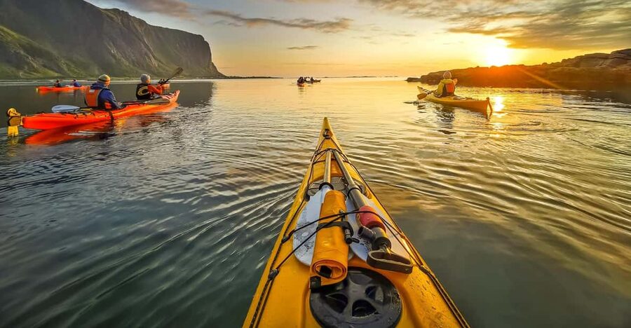 Eggum: Lofoten Islands Midnight Sun Kayak Tour - Paddling between Eggum’s small islands