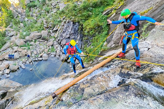 Extreme Canyoning With Waterfall Rappelling near Geilo in Norway - Rappelling beside the waterfall