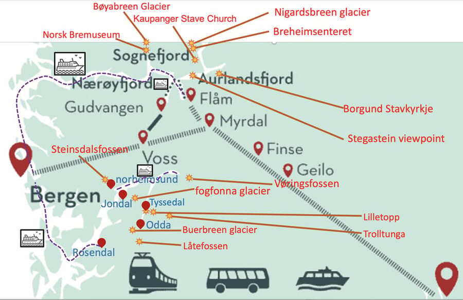 Flåm Flexible Tour with Stegastein, cruise and train include - Weather, clothing, and physical demands