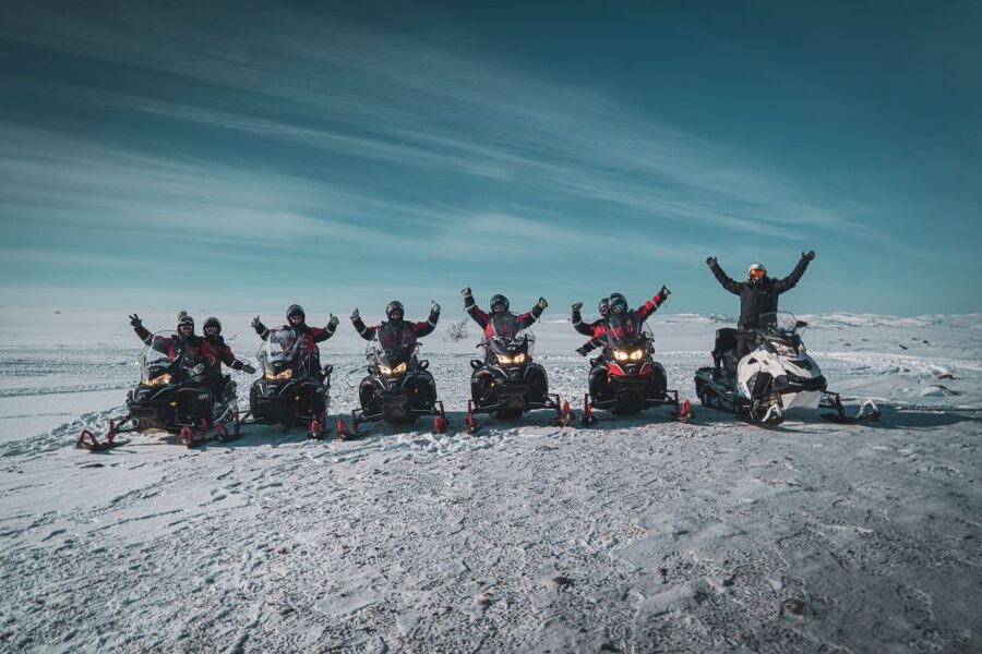 From Alta: Daytime Snowmobile Adventure - Learning to drive before the open plateau