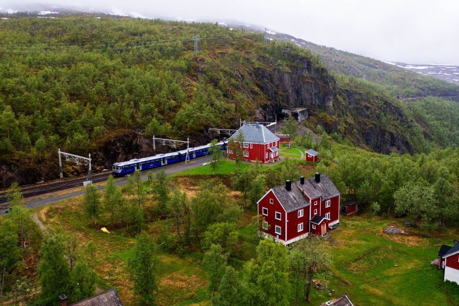 From Narvik: Roundtrip Arctic Train Ride on Ofoten Railway - Leaving Narvik and climbing above the fjord