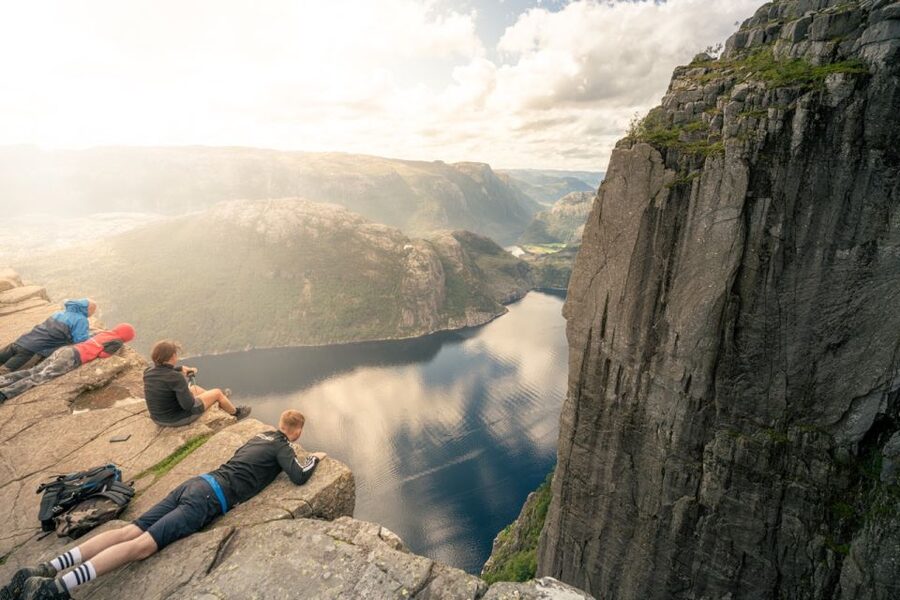 From Stavanger: Pulpit Rock Guided Hike with Pickup - The climb to Preikestolen