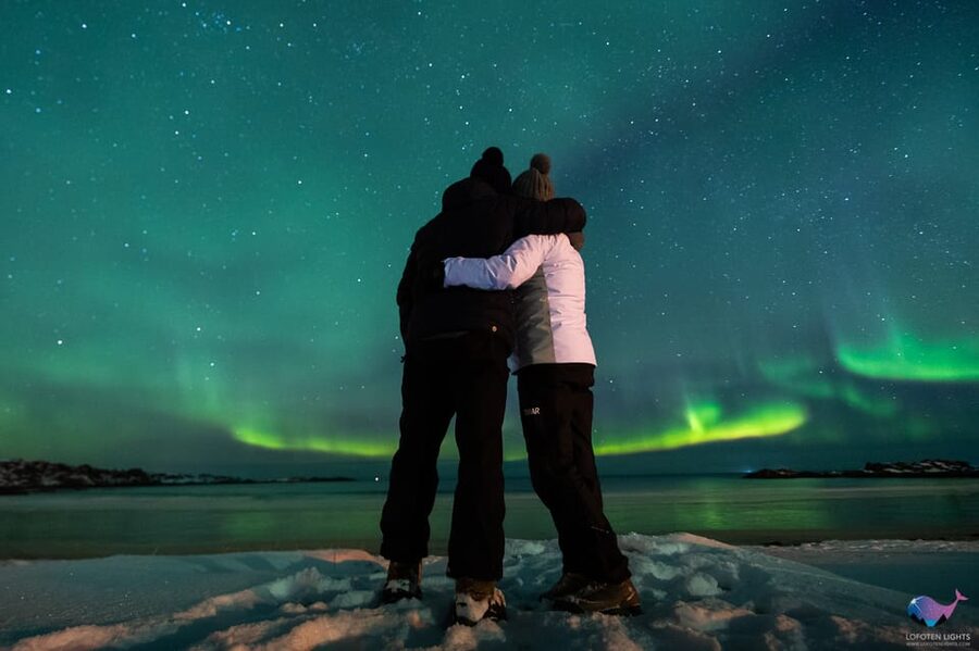 From Svolvaer: Private Northern Lights Search Trip - Lofoten scenery beneath a dark sky