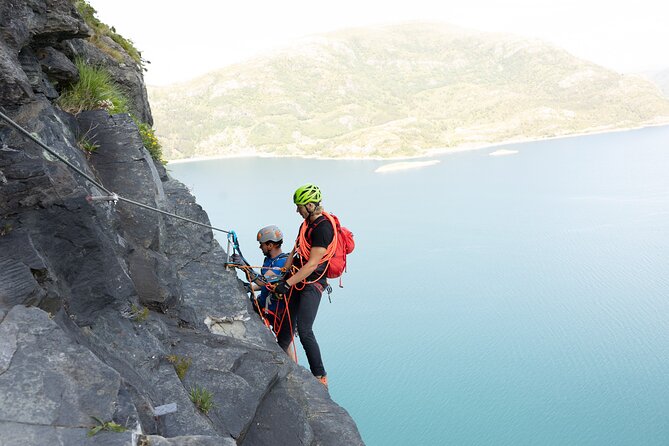 Hornelen Via Ferrata Wall of Witches Climbing Adventure - The shoreline approach and first view of the wall