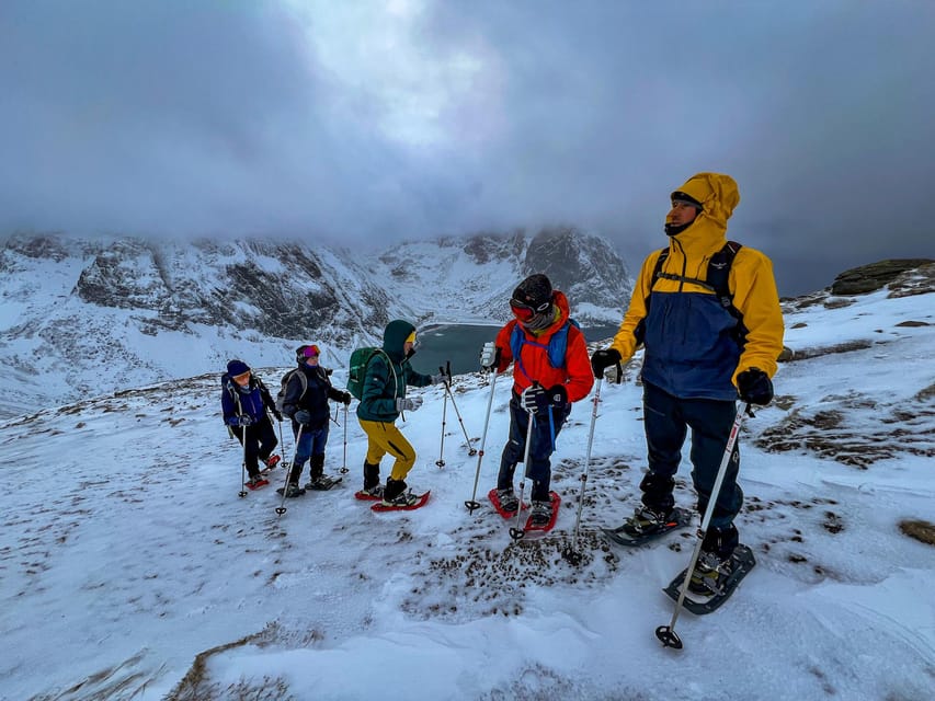 Lofoten: Half Day Snowshoe Tour - Getting fitted with snowshoes and poles
