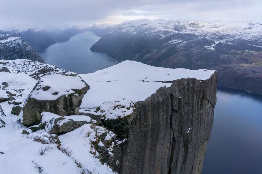 Lysefjorden cruise & Preikestolen guided hike - winter - Reaching the famous plateau