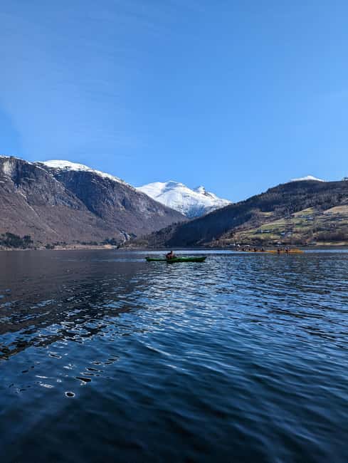 Olden: Guided beginner friendly fjord kayaking.Local company - Two hours on Olden’s green and turquoise water