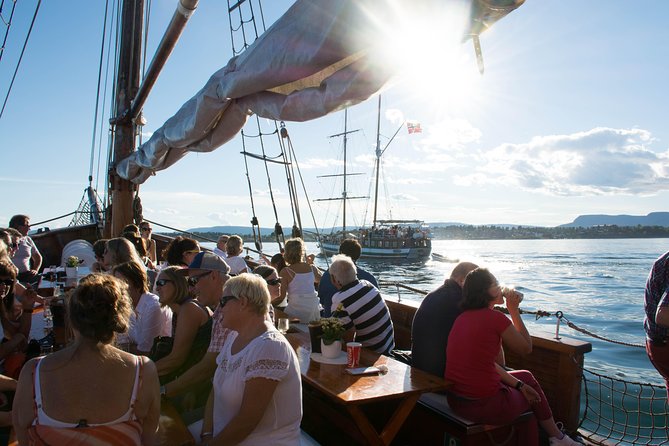 Oslo Fjord Evening Cruise with Shrimp Buffet on a Sailing Ship - Finding a calm place to eat