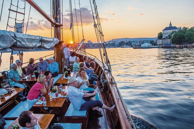 Oslo Fjord Evening Cruise with Shrimp Buffet on a Sailing Ship - Sunset, moonrise, and the importance of weather