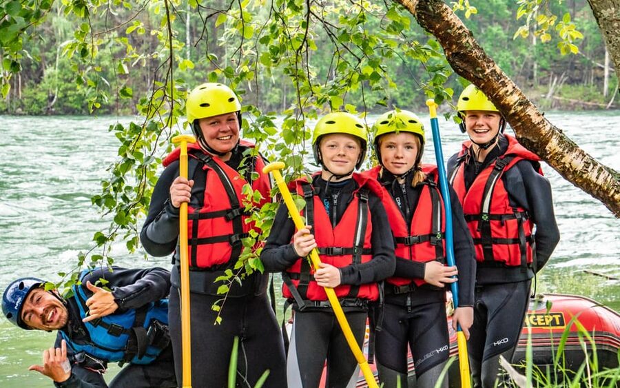 Sjoa: Rafting Adventure for Families - Getting suited up in a wetsuit and life jacket