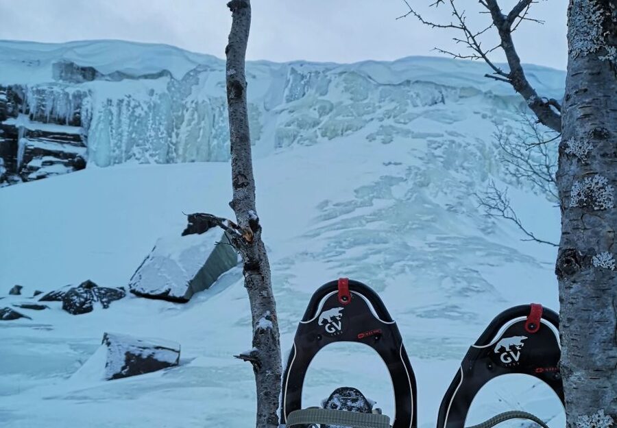 Snowshoeing Adventure to the Enchanting Frozen Waterfall - Through the Gargia Valley woods