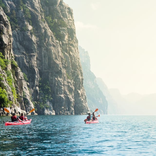Stavanger: Lysefjord Kayak Safari (Waterfalls & Pulpit Rock) - Paddling beside 400 to 500-meter mountains