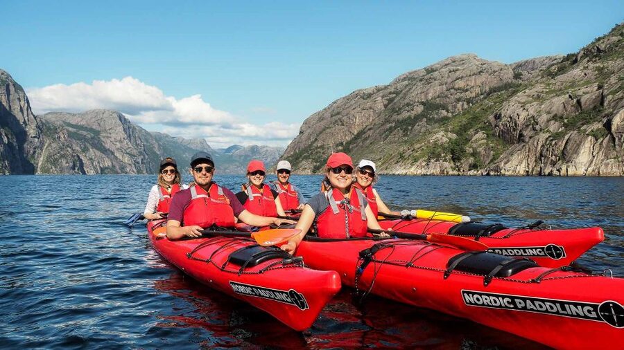 Stavanger: Lysefjord Kayak Safari (Waterfalls & Pulpit Rock) - The final paddle beneath Pulpit Rock