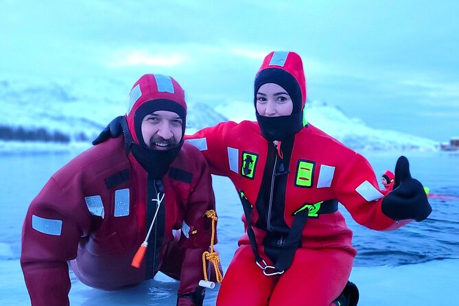 Tromso Arctic Fjord Floating - Getting into the immersion suit