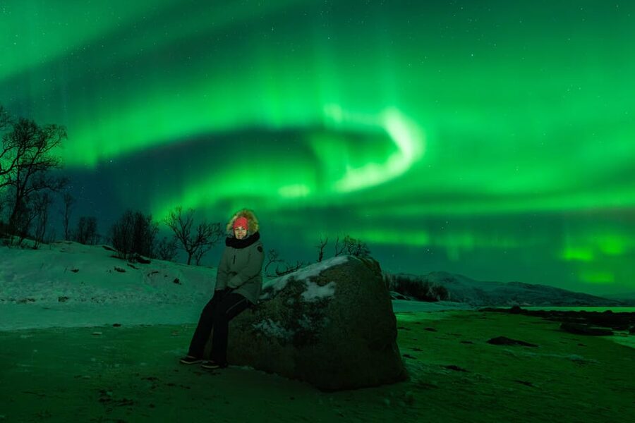 Tromsø: Aurora Tour with Photos, Campfire and Arctic Food - A campfire in the snow, with reindeer sausage