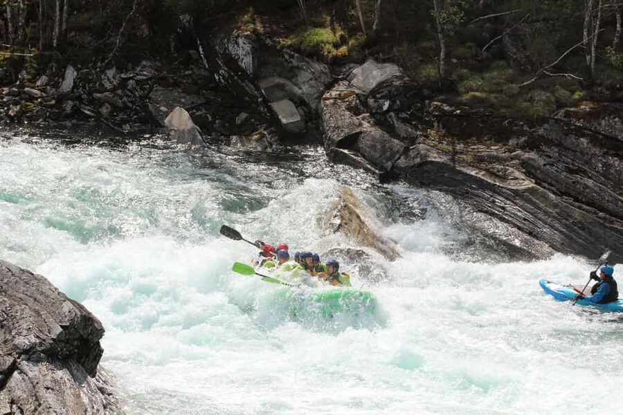 Voss: Thrilling Whitewater Rafting Guided Trip - Paddling the Play Section